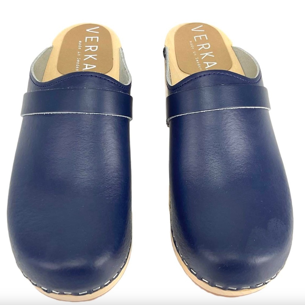 New VERKA 'Ledig' Swedish Wooden Clogs in Blueberry Size 40